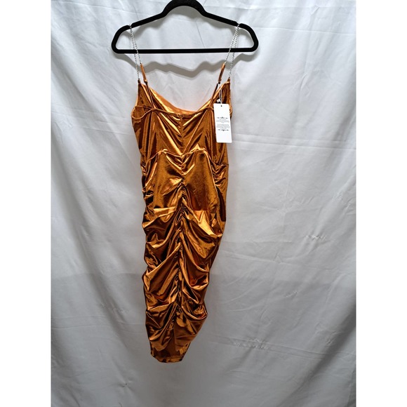 NWT SexyChained Spaghetti Strap BodyconRuched Dress Lg - Picture 3 of 7